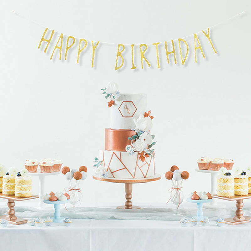 Gold Glitter "Happy Birthday" Bunting