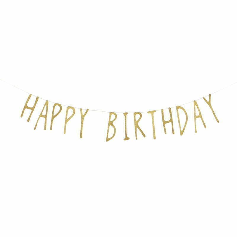 Gold Glitter "Happy Birthday" Bunting