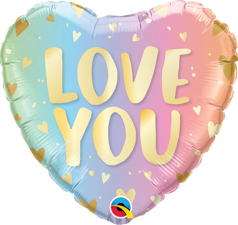 46cm Foil Balloon Inflated | "Love you"