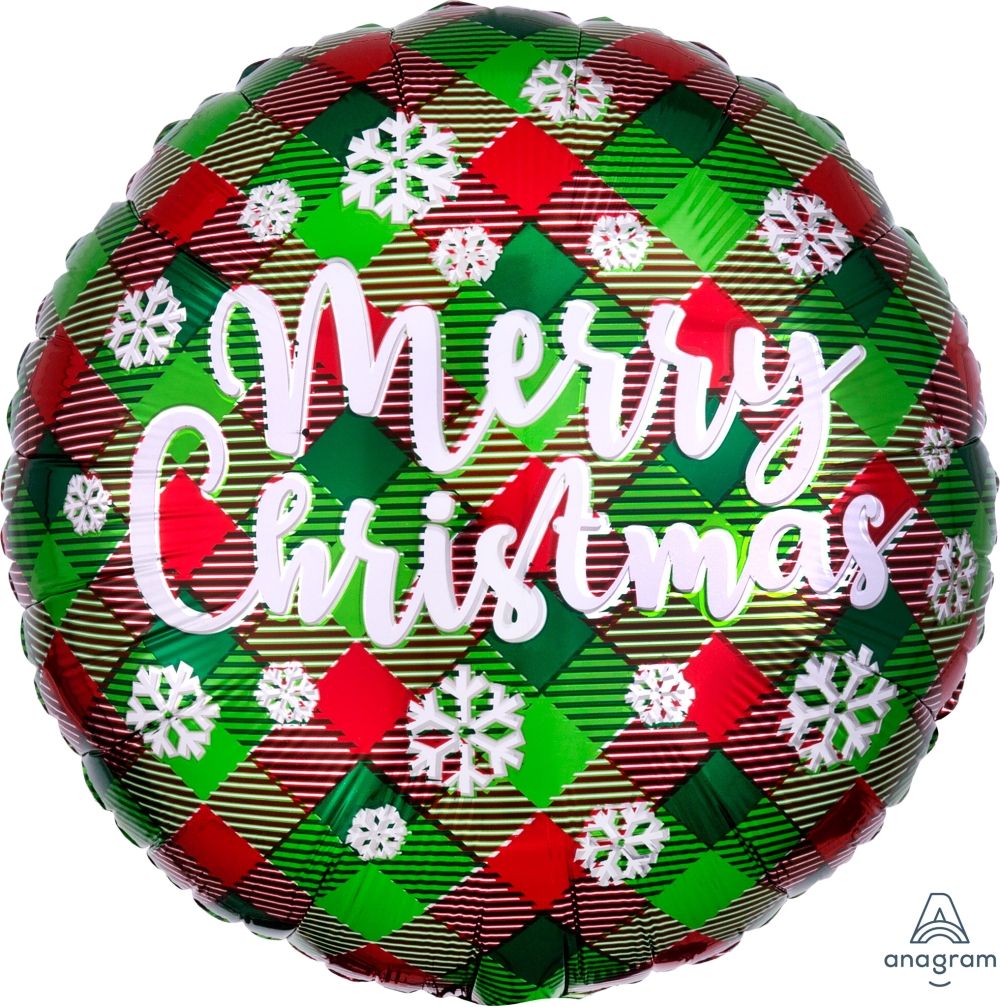 Christmas Foil Balloon- Plaid