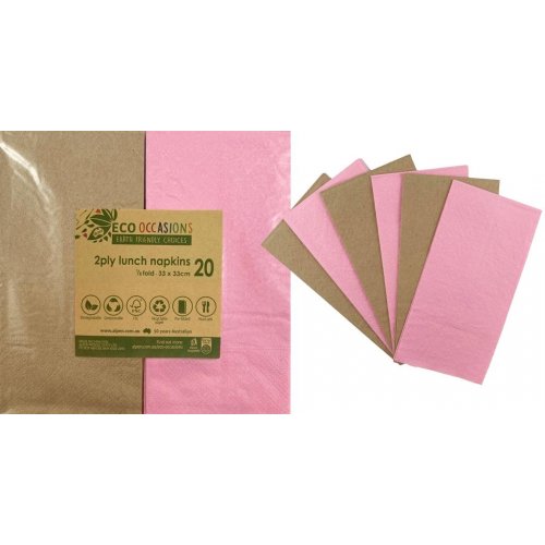 Napkins/Serviettes |  Light Pink & Kraft