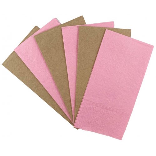 Napkins/Serviettes |  Light Pink & Kraft