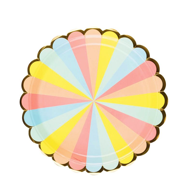 Gold Edge Candy Stripe Paper Plates 