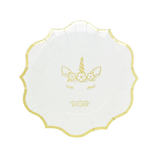Gold Edge Unicorn Paper Plates | Pack of 6