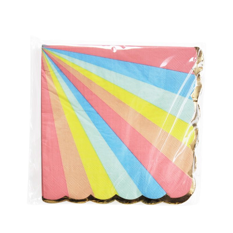 Gold Edge Candy Stripe Paper Napkins / Serviettes | Pack of 16