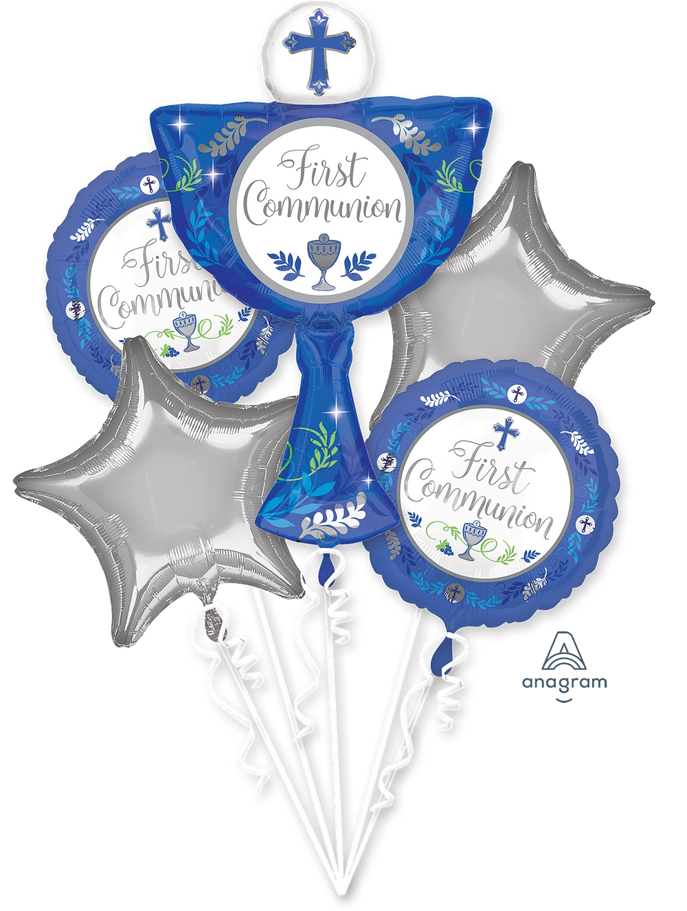First Communion Foil Balloon Bouquet | Blue