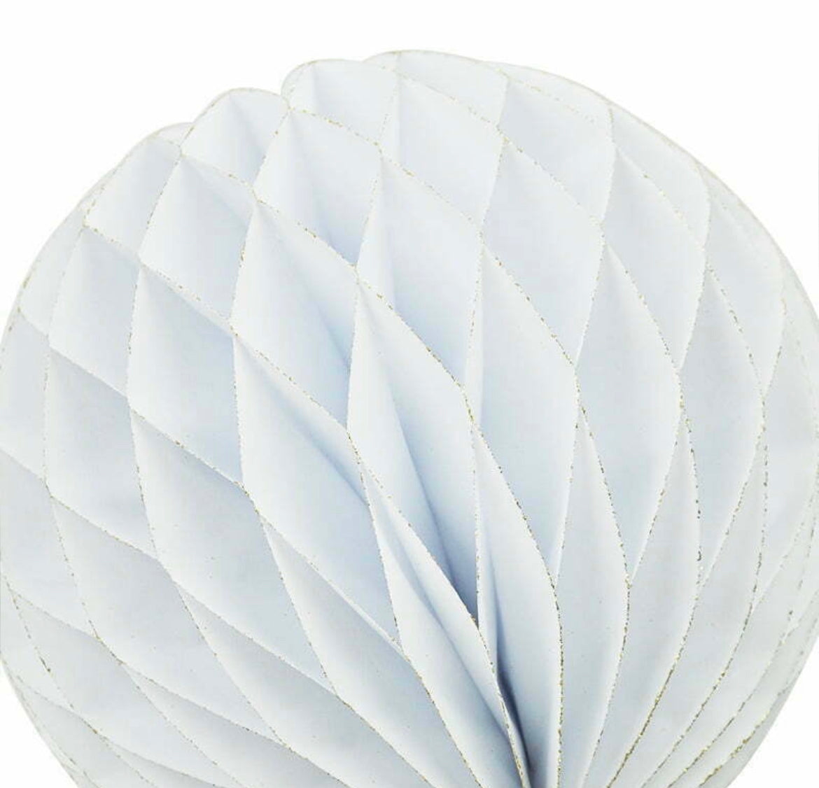 20cm Honeycomb Hanging Decoration | Gold Glitter Edge White Paper