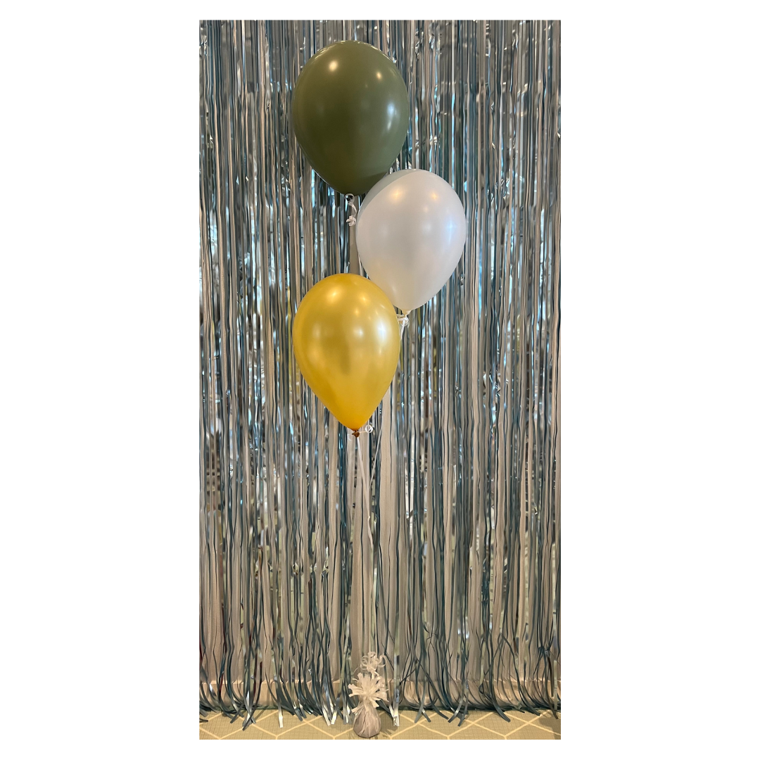 Eucalyptus, Pearl and Gold Bunch of Balloons (Small) | Inflated