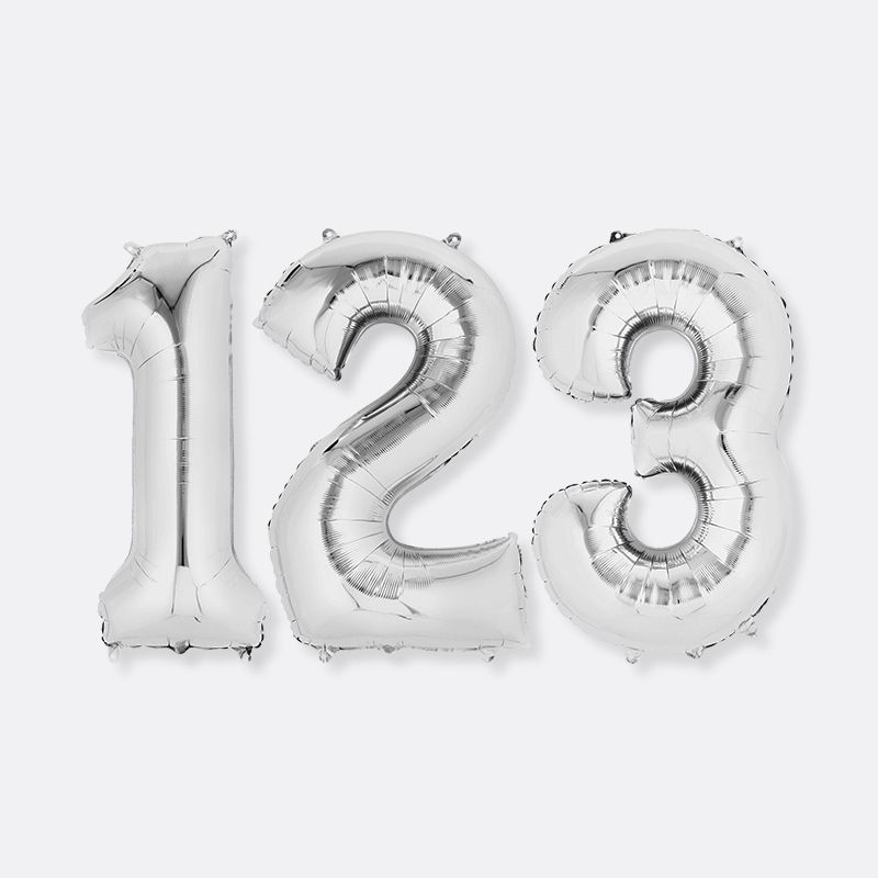 Large Silver Inflated Foil Number Balloons | 66cm