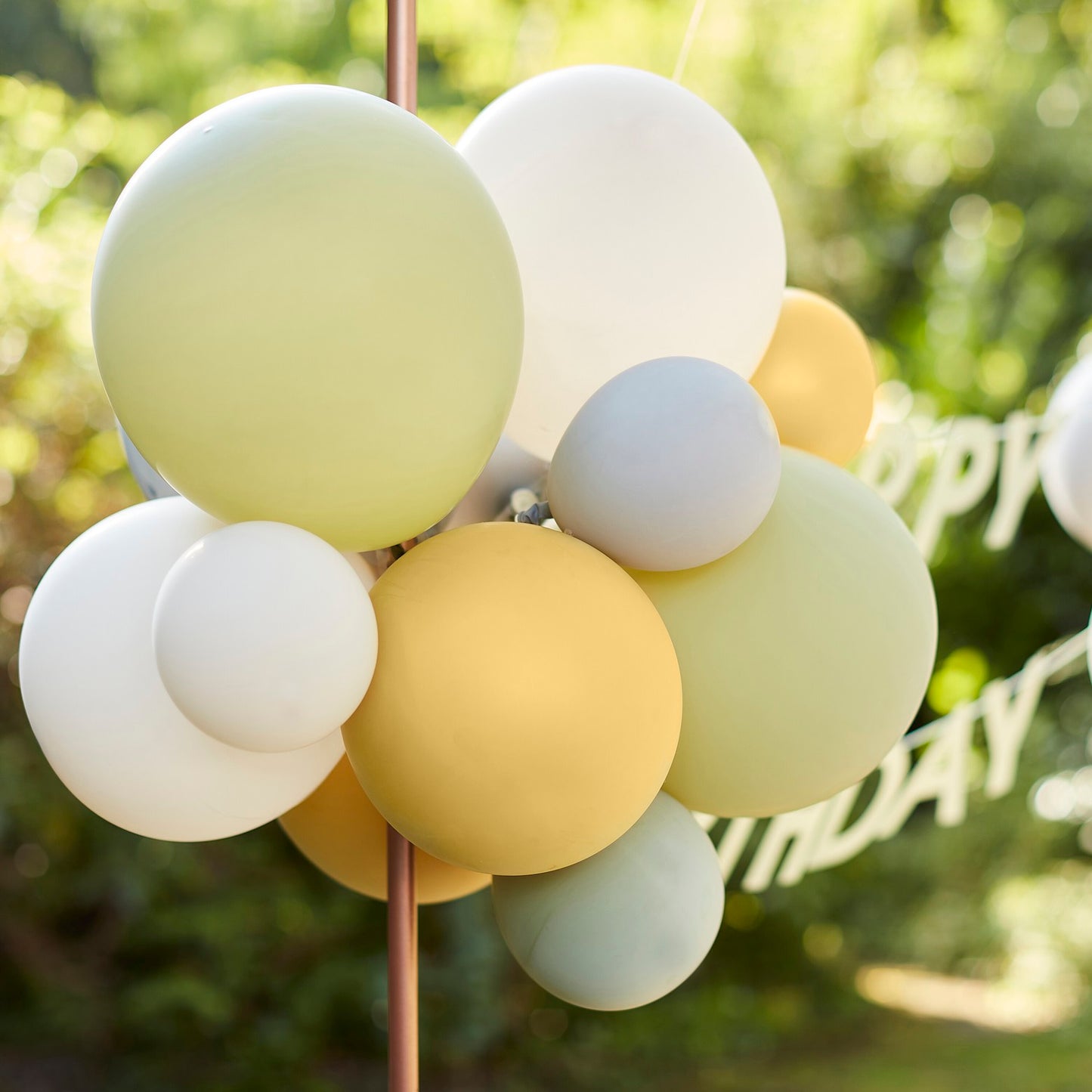 Sage Green 'Happy Birthday' Bunting with Balloon Garland