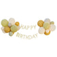 Sage Green 'Happy Birthday' Bunting with Balloon Garland