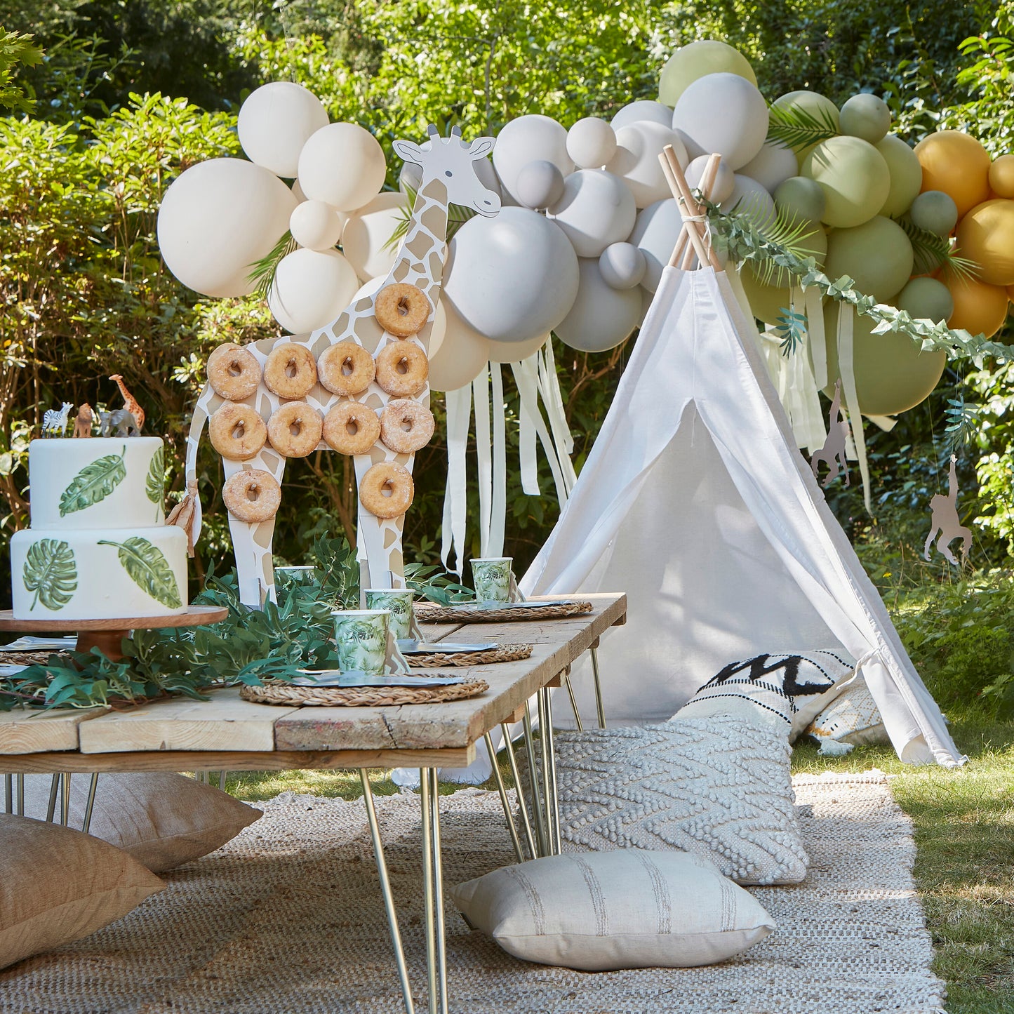 Sage Green 'Happy Birthday' Bunting with Balloon Garland