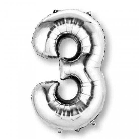 XLarge Silver Inflated Foil Numbers | 86cm