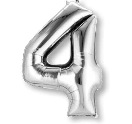 XLarge Silver Inflated Foil Numbers | 86cm