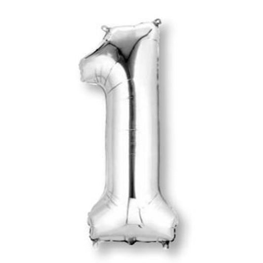 XLarge Silver Inflated Foil Numbers | 86cm