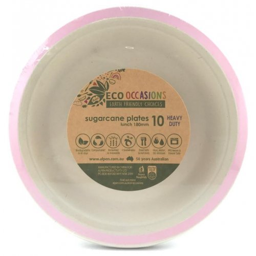 18cm Sugarcane Lunch Plates | Light Pink