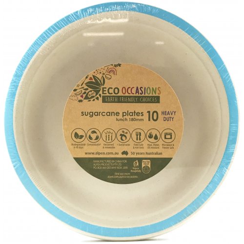 18cm Sugarcane Lunch Plates | Light Blue