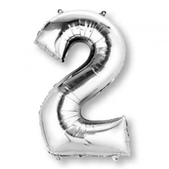XLarge Silver Inflated Foil Numbers | 86cm