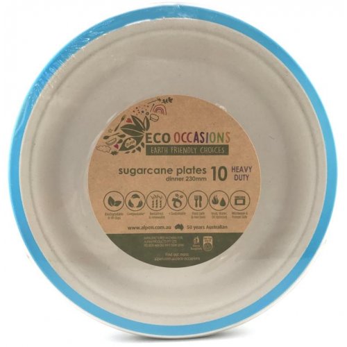 23cm Sugarcane Dinner Plates | Light Blue