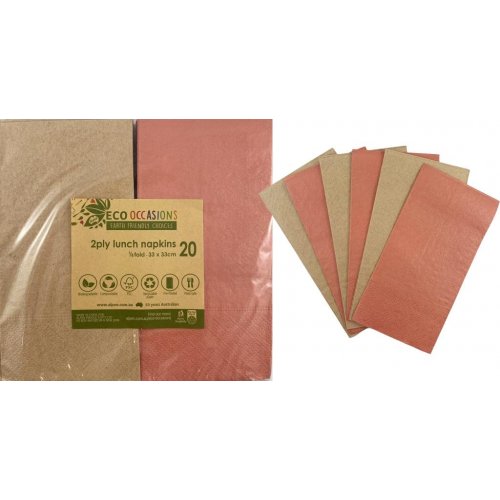 Napkins / Serviettes | Rose Gold & Kraft