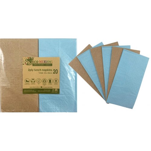 Napkins/Serviettes | Light Blue & Kraft