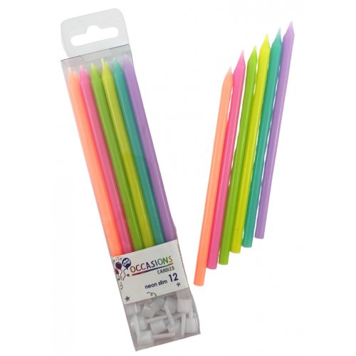 Neon Bright Slim Candles 