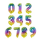 Large Rainbow Inflated Foil Numbers | 66cm