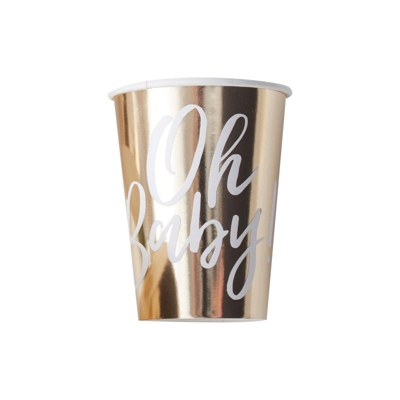 "Oh Baby!" Metallic Paper Drinking Cups