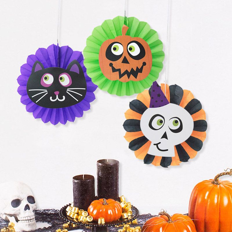 Halloween Paper Fans x3