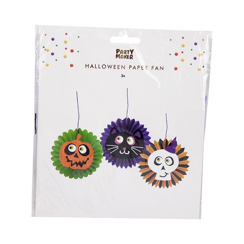 Halloween Paper Fans x3