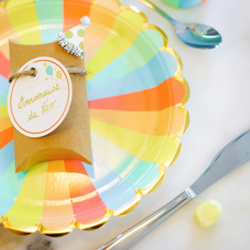Gold Edge Candy Stripe Paper Plates 