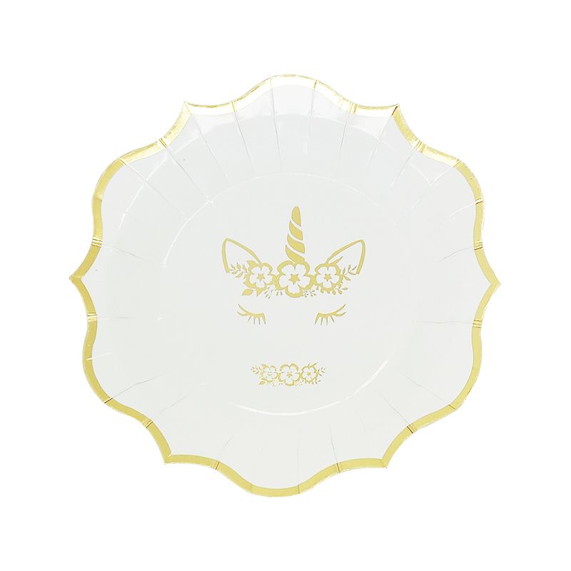 Gold Edge Unicorn Paper Plates | Pack of 6