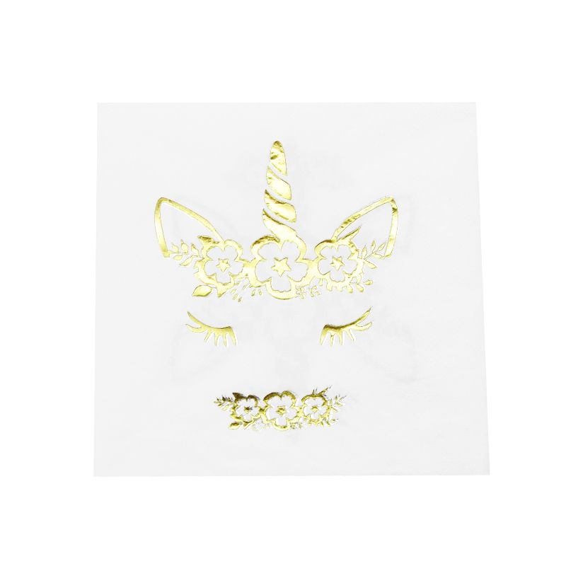 Gold Foil Unicorn Paper Napkins / Serviettes | Pack of 16