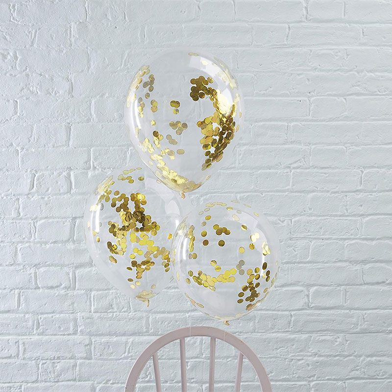 Gold Confetti Balloons | 5 Pack DIY