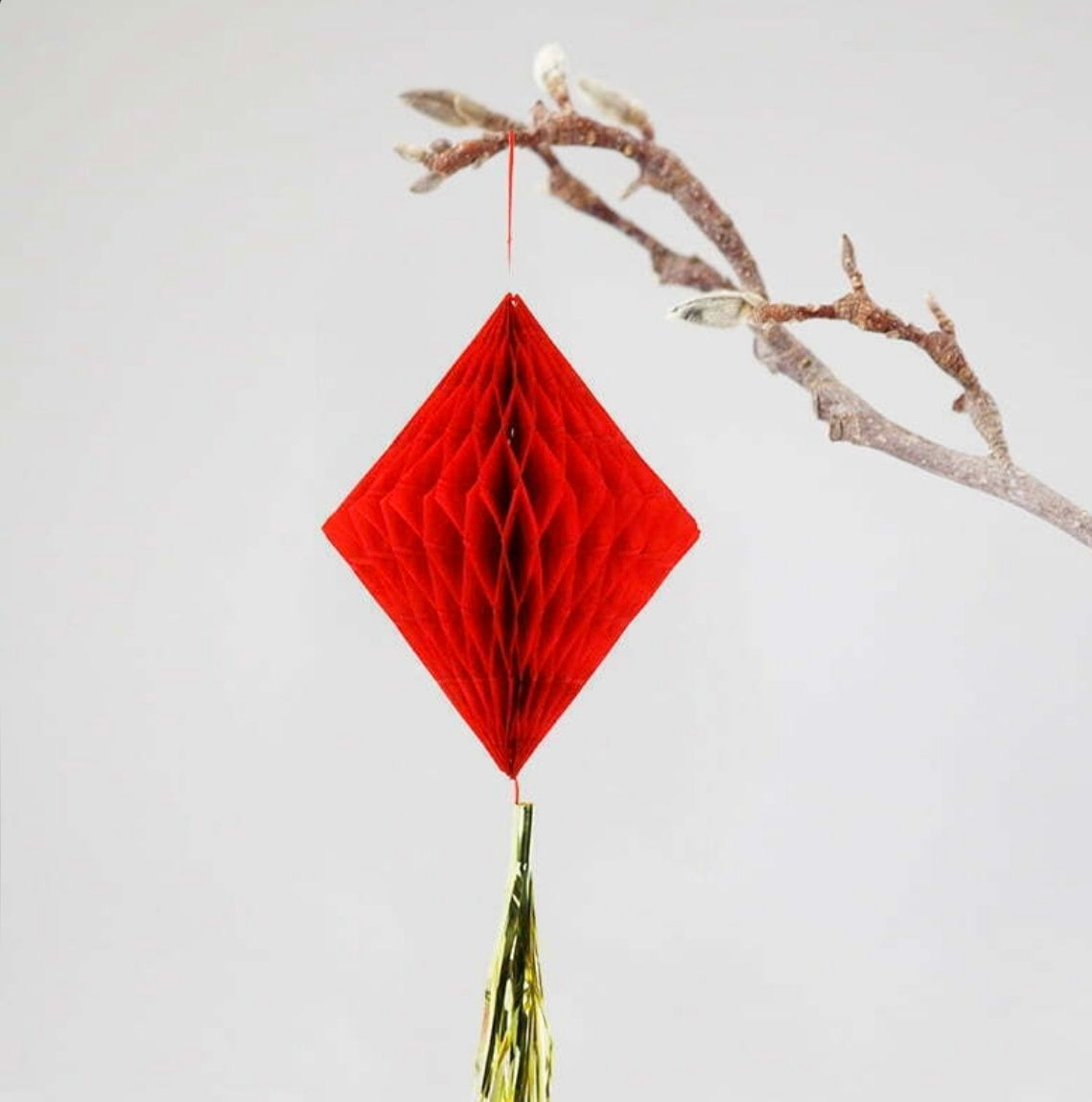 25cm Rhombus Honeycomb Decoration | Red