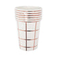 Rose Gold Plaid Stripe Paper Cups