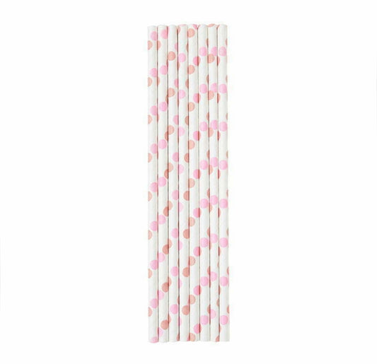 Paper Straws | Pink Polkadot | Pack of 8