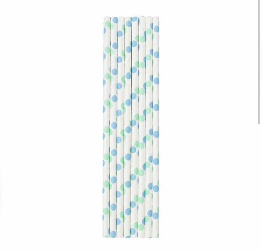 Paper Straws | Blue Polkadot | Pack of 8