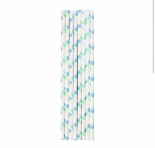 Paper Straws | Blue Polkadot | Pack of 8