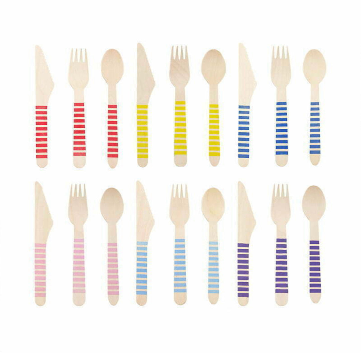 Wooden Cutlery Multicolour | 18pcs