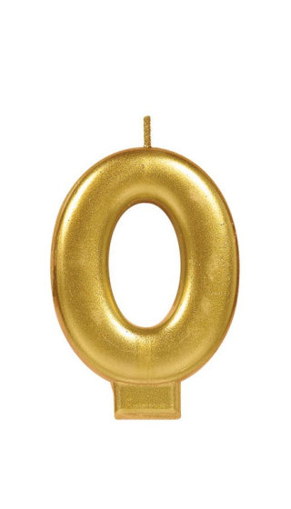 Metallic Gold Numbered Candle Topper |  0-9