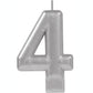 Metallic Silver Candle Topper | Number 4