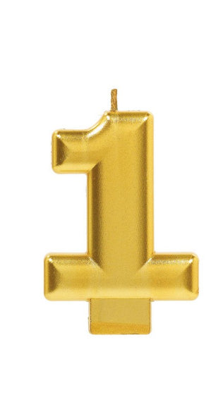 Metallic Gold Numbered Candle Topper |  0-9