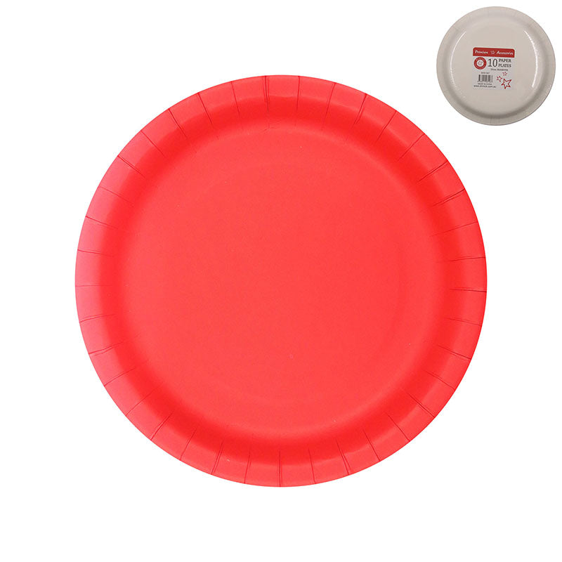 23cm Premium Red Paper Dinner Plates