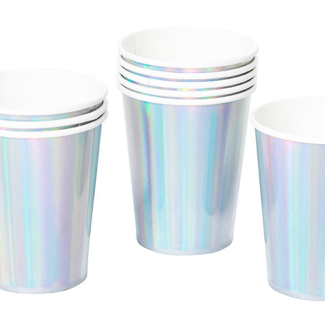 Iridescent Silver Paper Drinking Cups