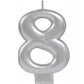 Metallic Silver Candle Topper | Number 8