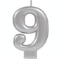Metallic Silver Candle Topper | Number 9