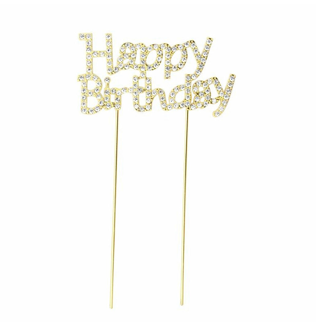 Gold Happy Birthday Cake Topper