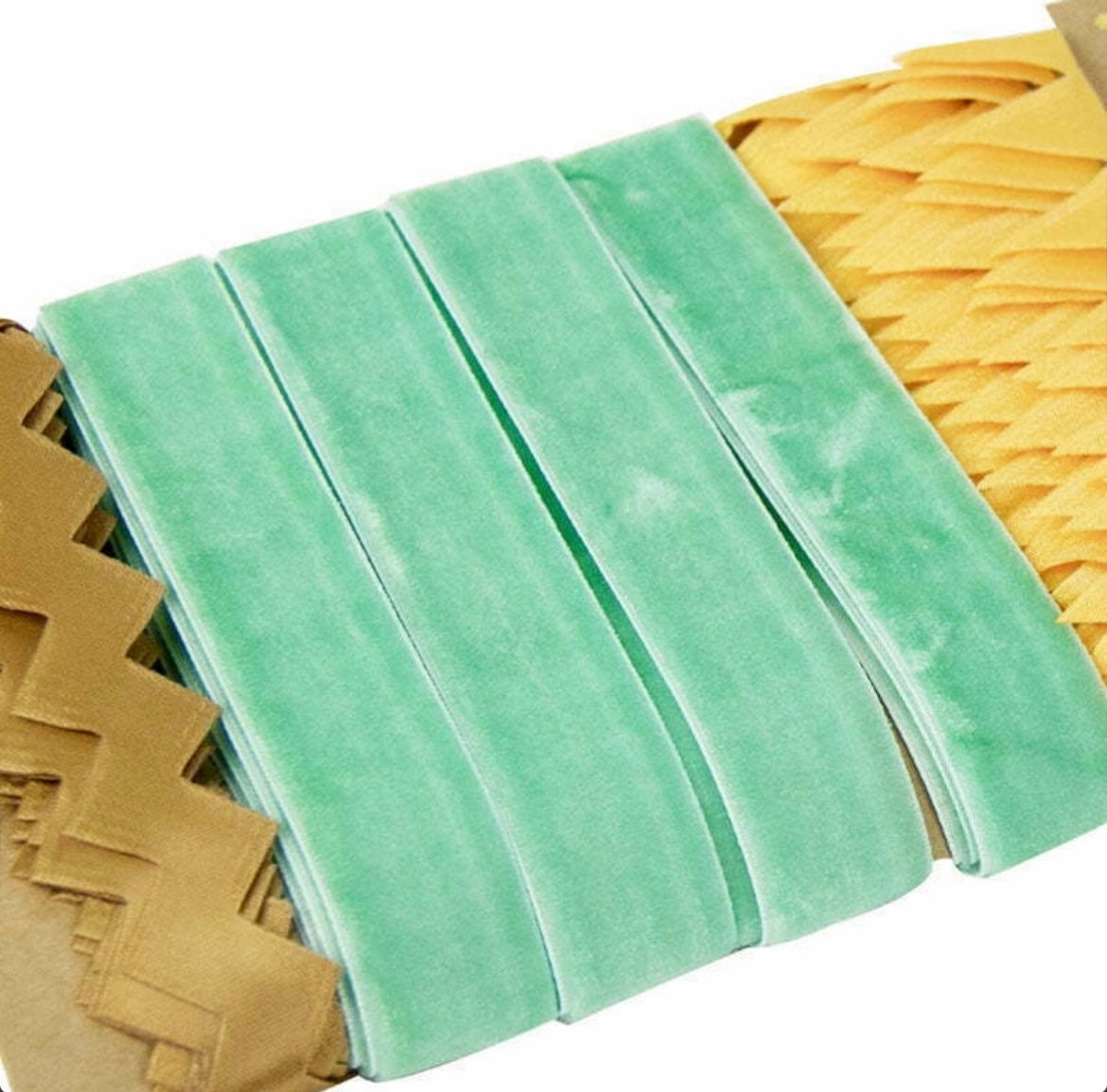 Gift Wrapping Ribbon - Green, Yellow & Gold