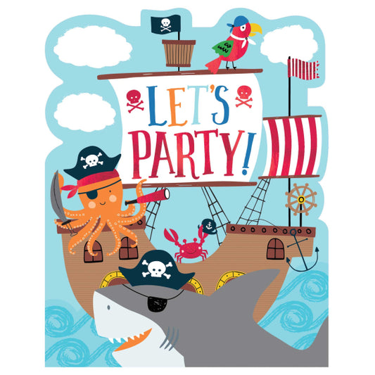 Pirate "Let's Party" Birthday Party Invitations